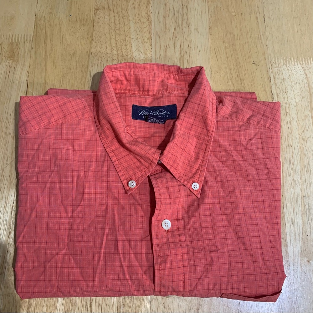 Brooks Brothers Shirt Size‎ L Gingham Check Plaid Long Sleeve Cotton Buttons